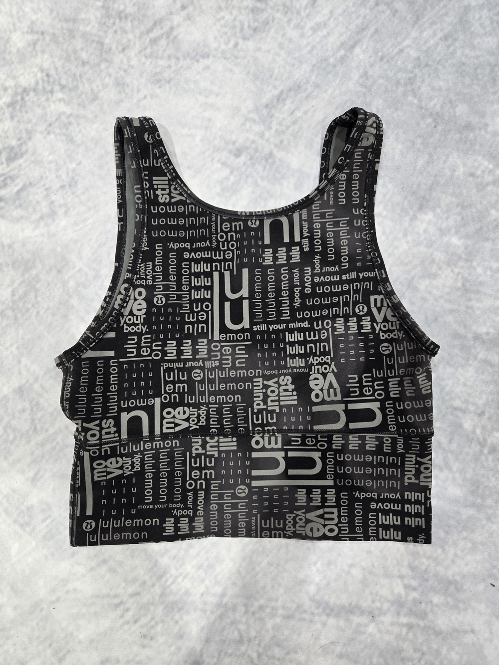 lululemon athletica Black and White Logo Print Sports Bra